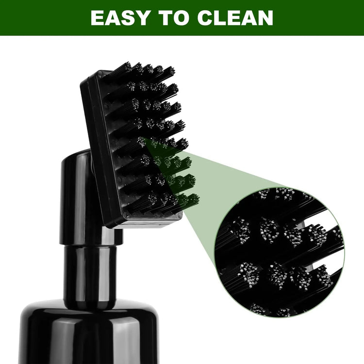 Golf cleaning tool with water spray and brush in use