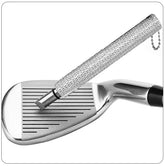 Golf club groove sharpener used on iron grooves for restoration