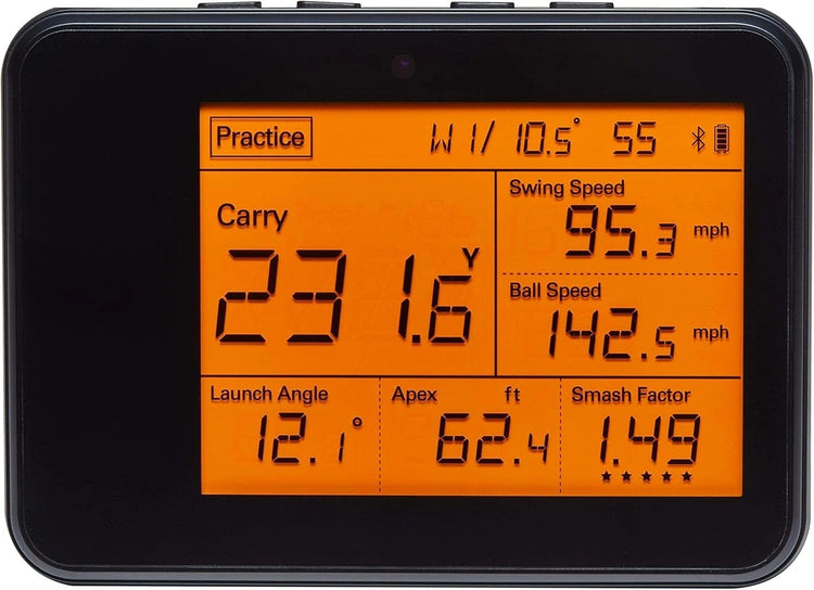 Portable golf swing analyzer placed behind golfer during swing