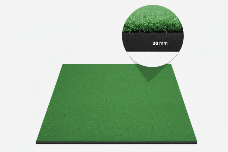 Golf hitting mat used for swing practice at home