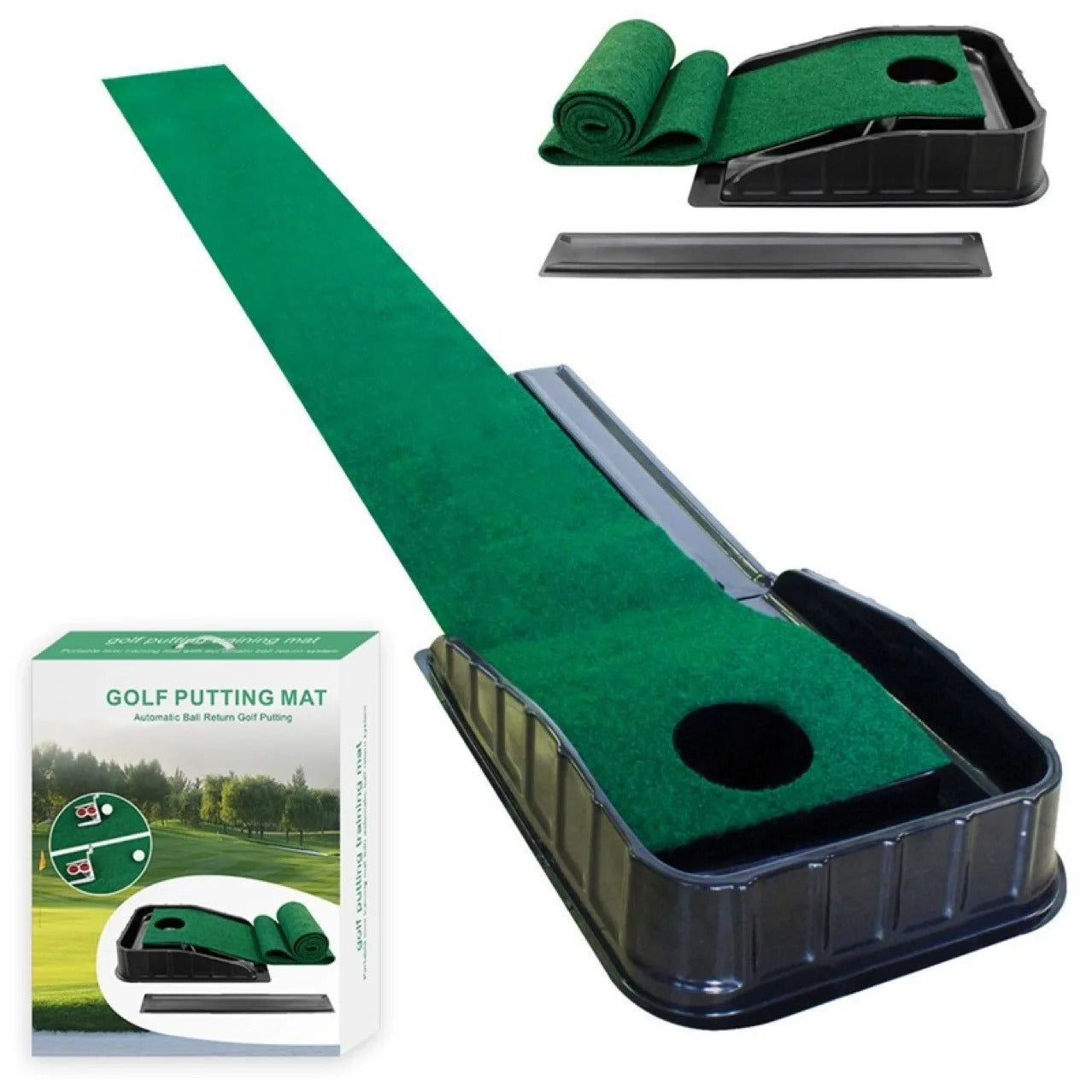 Putting training mat used for short putt practice indoors