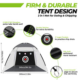 Backyard golf net used by golfer for daily practice