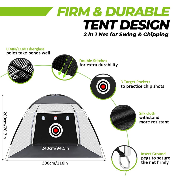 Backyard golf net used by golfer for daily practice