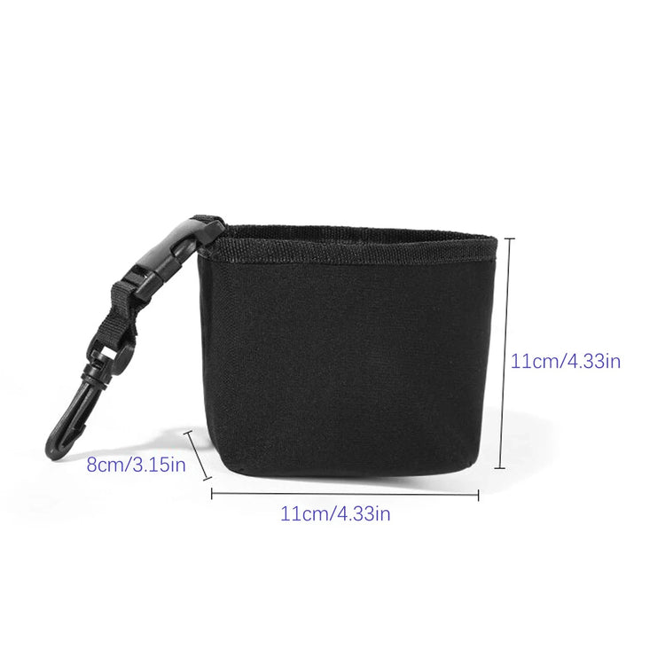Portable golf cleaning bag inside golf equipment setup