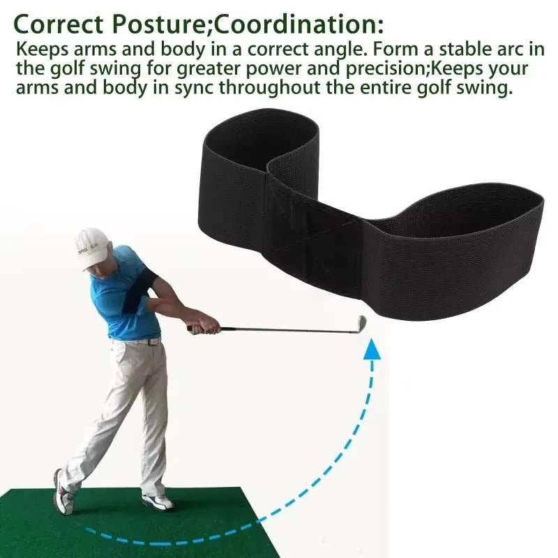 Adjustable golf arm band trainer for swing correction