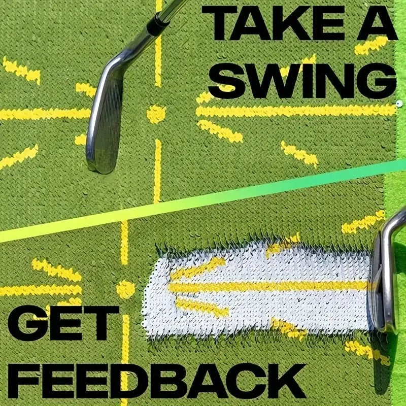 Golf training mat with realistic turf for indoor practice