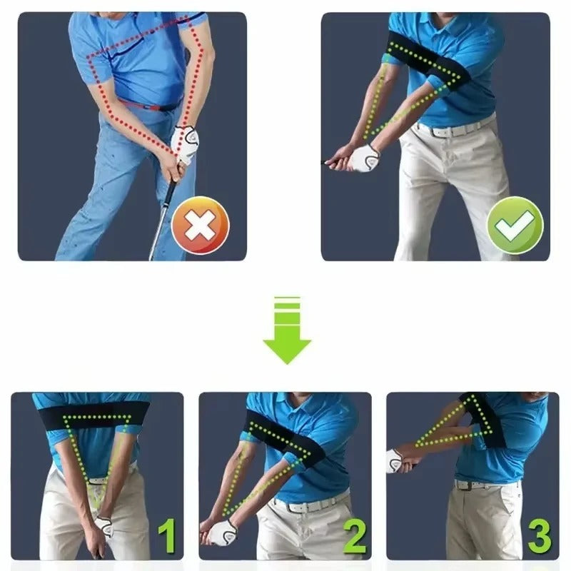Golf swing trainer band used for building muscle memory