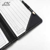 Durable golf scorecard case with ball marker accessory