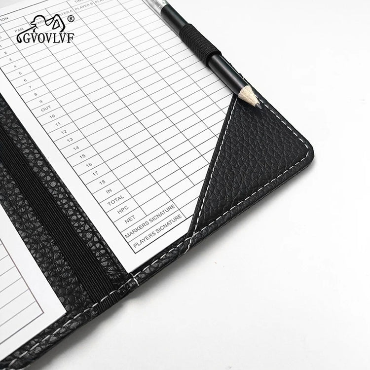 Durable golf scorecard case with ball marker accessory