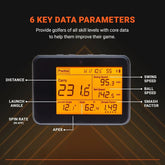 Golf swing analyzer used at driving range for performance data