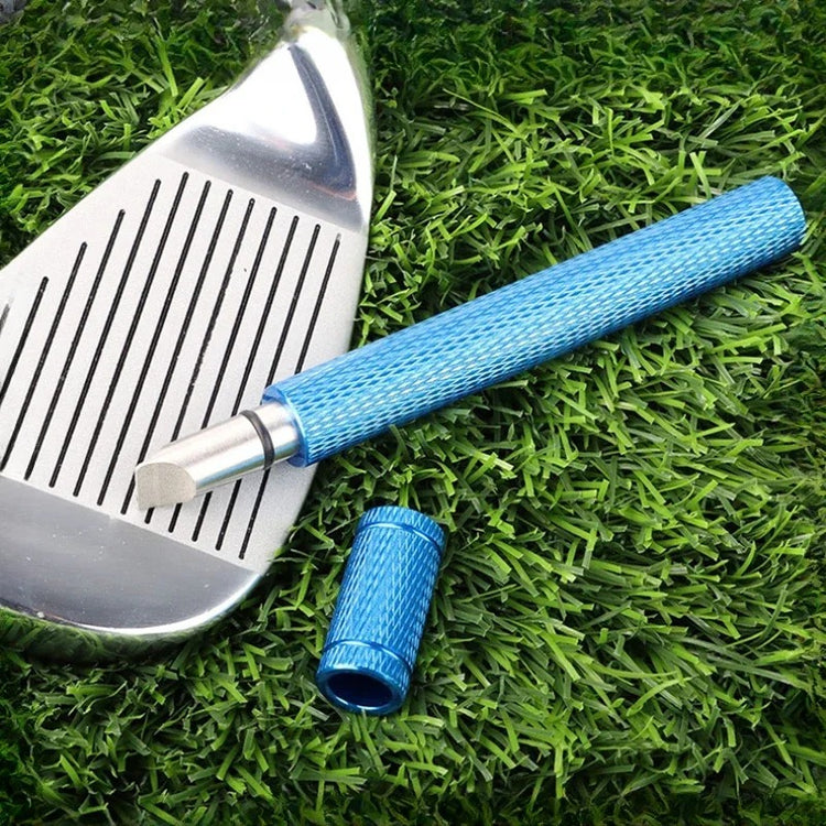 Golf groove sharpener used on wedge for spin improvement