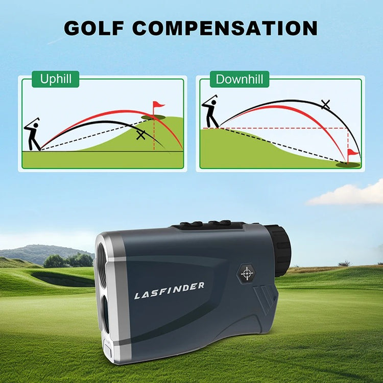 Golf laser distance finder targeting green for precise measurement