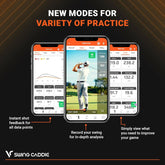 Golf training analyzer measuring shot distance and launch angle