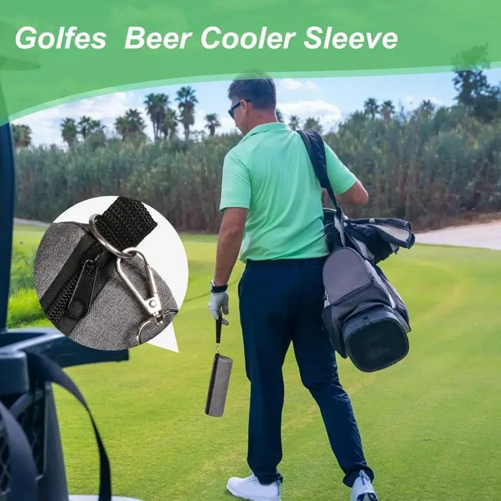 Discreet beer holder inserted inside golf bag hidden drink storage accessory