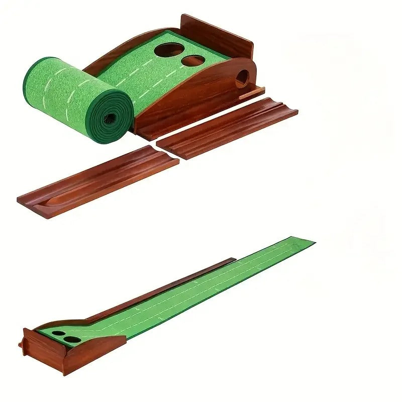 Golf putting green mat used for distance control drills