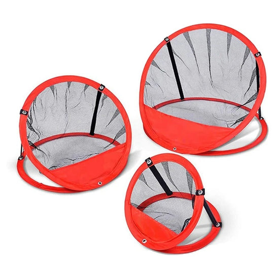 Golf chipping nets set of 3 placed in backyard for practice