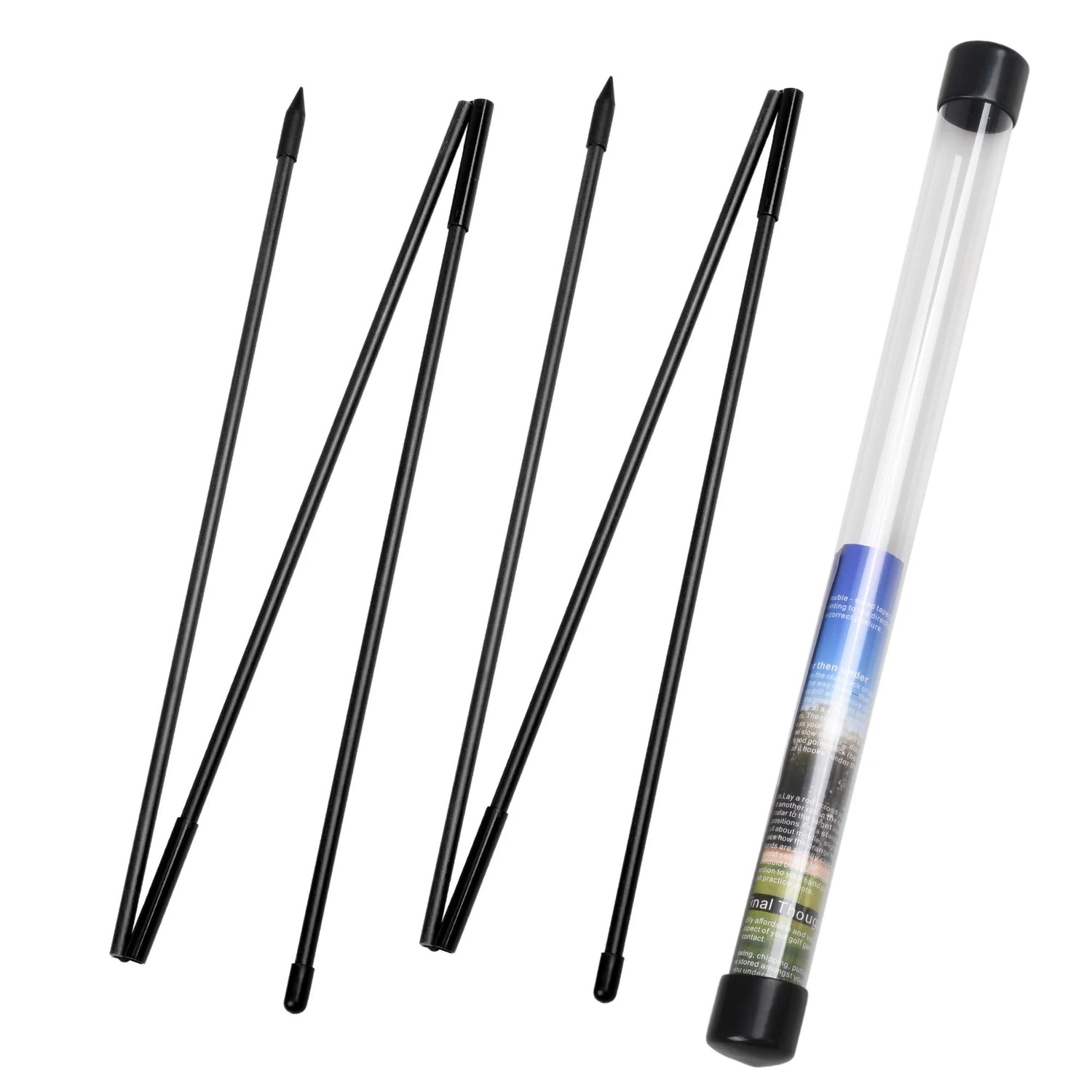 Golf alignment sticks placed on ground for swing setup training