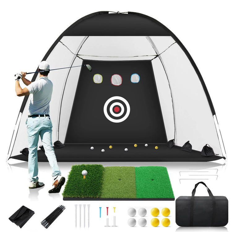 Golf training net used for home swing improvement