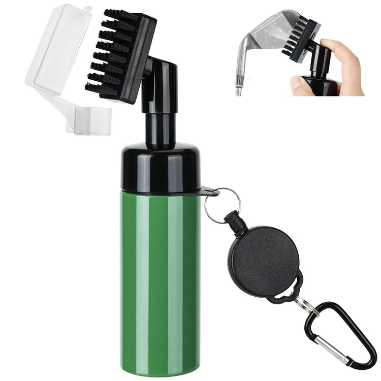 Golf brush spray cleaner scrubbing mud off golf irons
