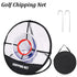 Golf chipping net set up in backyard for short game practice