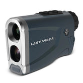 Laser golf range finder measuring distance to flag on course